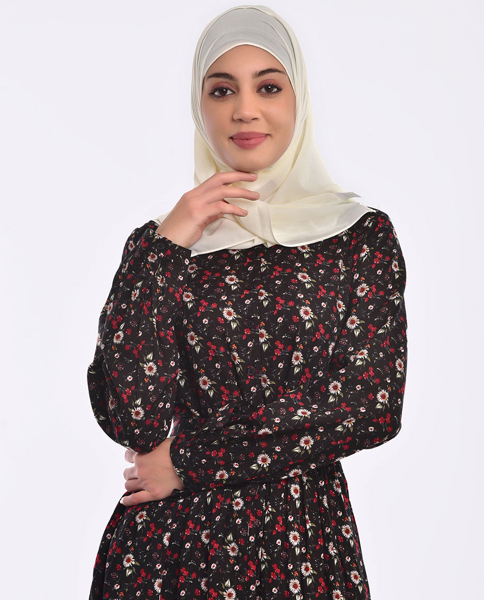 Spring Fever Printed Brown Jilbab