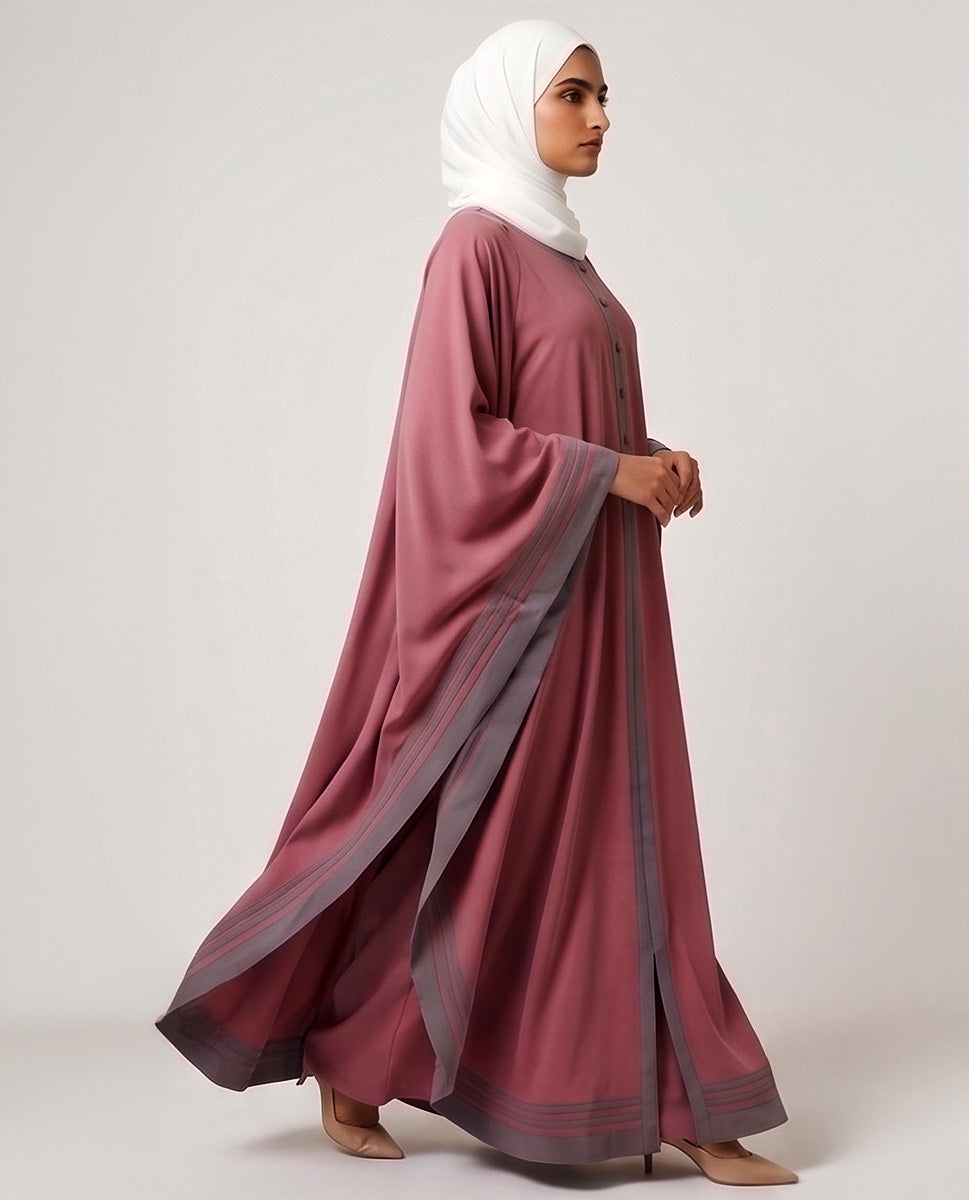 Flowing Peach Button-Down Butterfly Kaftan