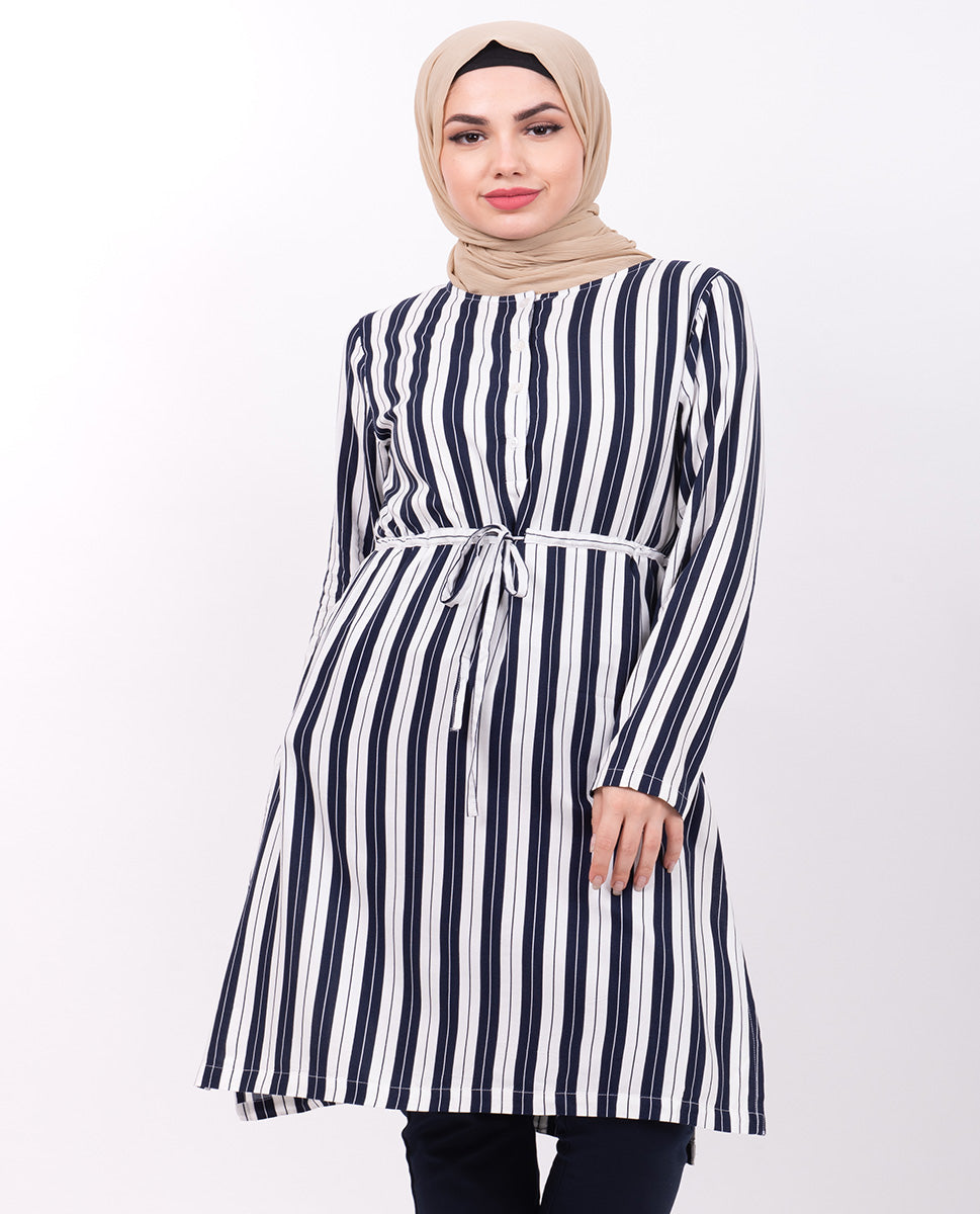 Navy & White Striper Midi