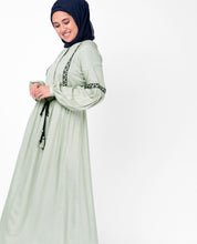 Embroidered Sea Fog Drawstring Midi Dress