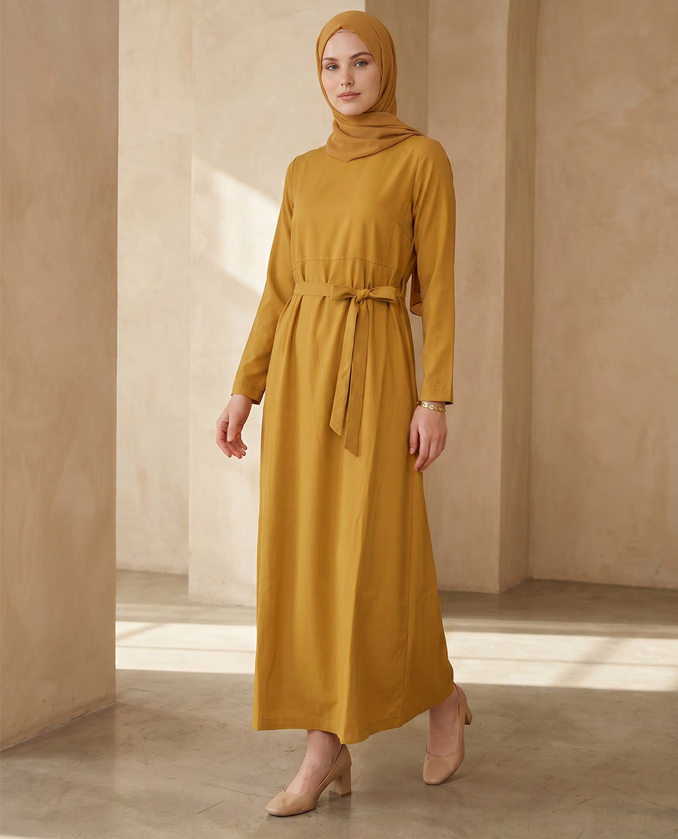 Classic Mustard Elegance Abaya