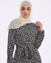 Black And White Belted Abaya