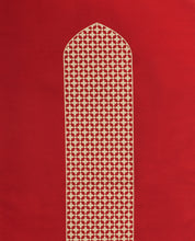Red Mashrabiya Arch Shaped Prayer Mat Rug