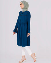 Teal Blue Cut Work Embroidery Top