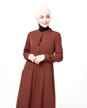 Rust Mandarin Collar High Low Midi Dress