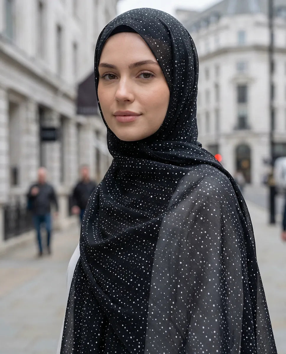 Nightfall Dots Printed Georgette