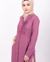Pink Pleated High Low Shirt Dress