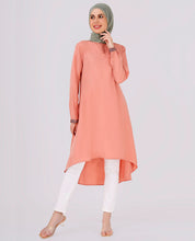 Peachy Pink Embroidered High Low Top