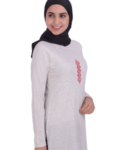 Grey With Red Print Jersey T-Shirt Dress