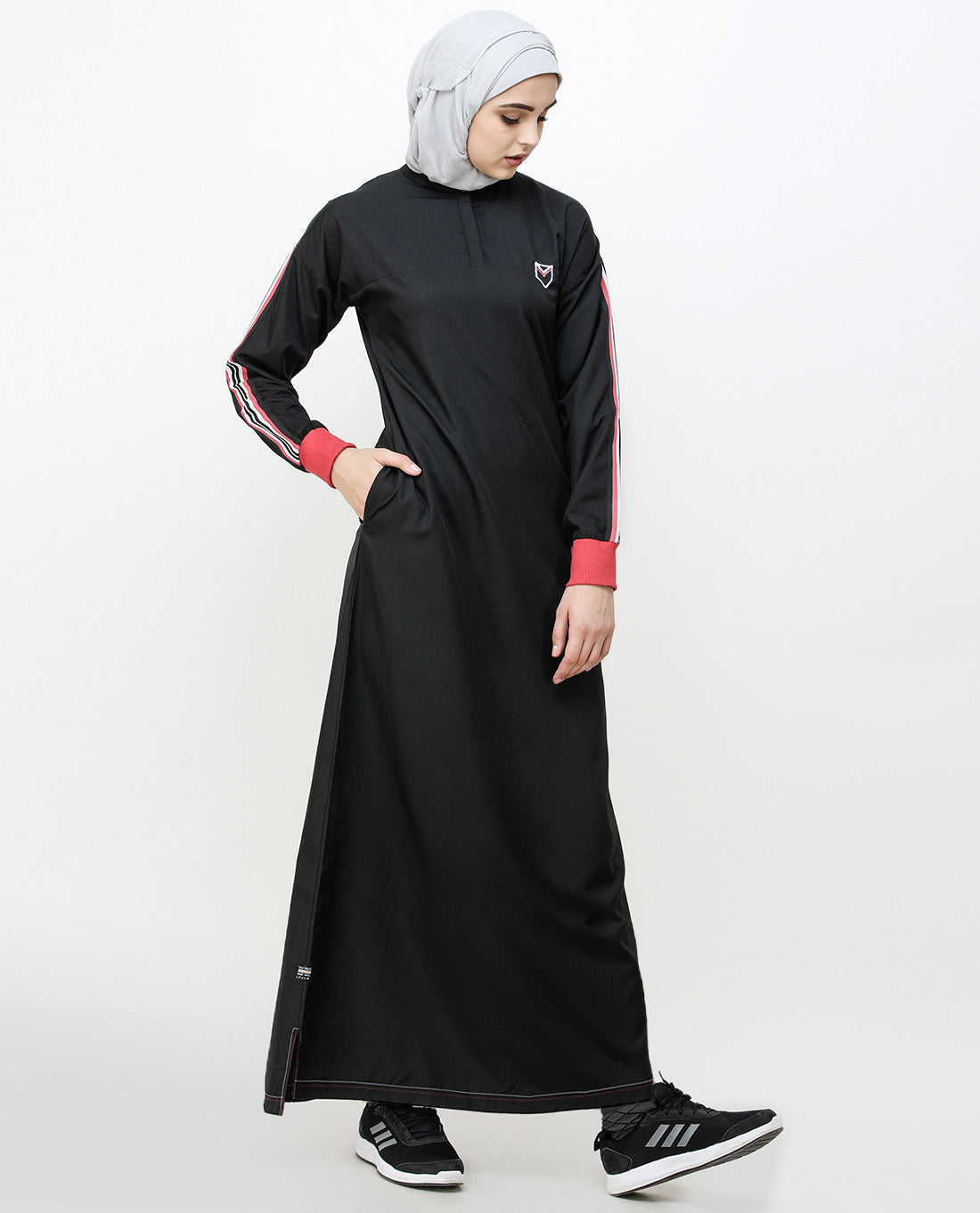 Midnight Black Striped Sleeve Jilbab