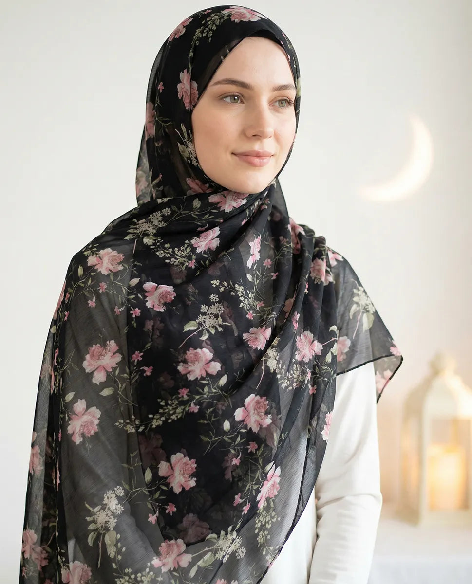 Midnight Blossom Printed Georgette