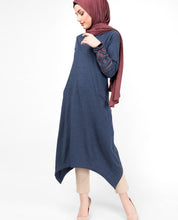 Blue Melange Embroidery Modest Top