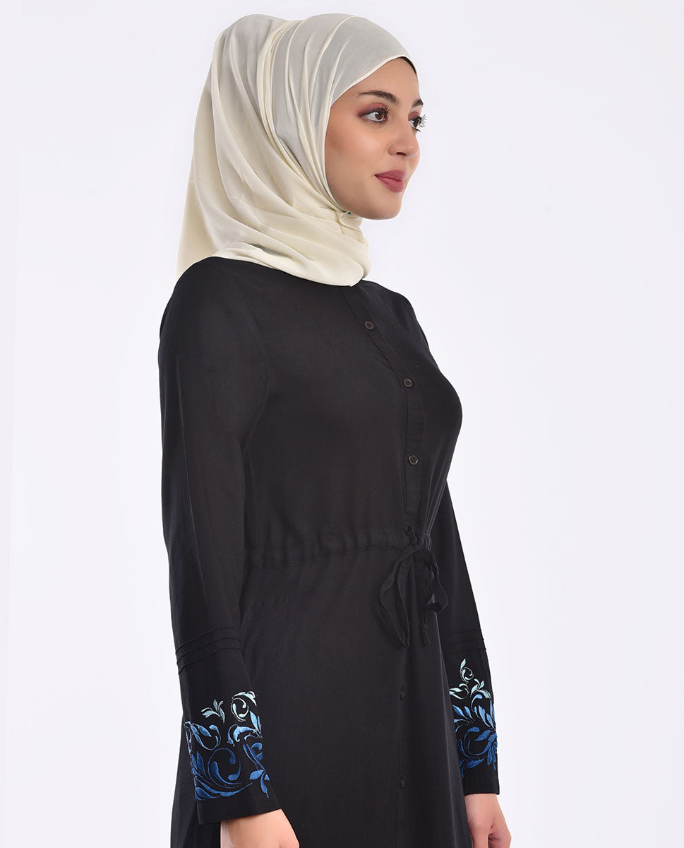 Embroidered Midnight Black Abaya