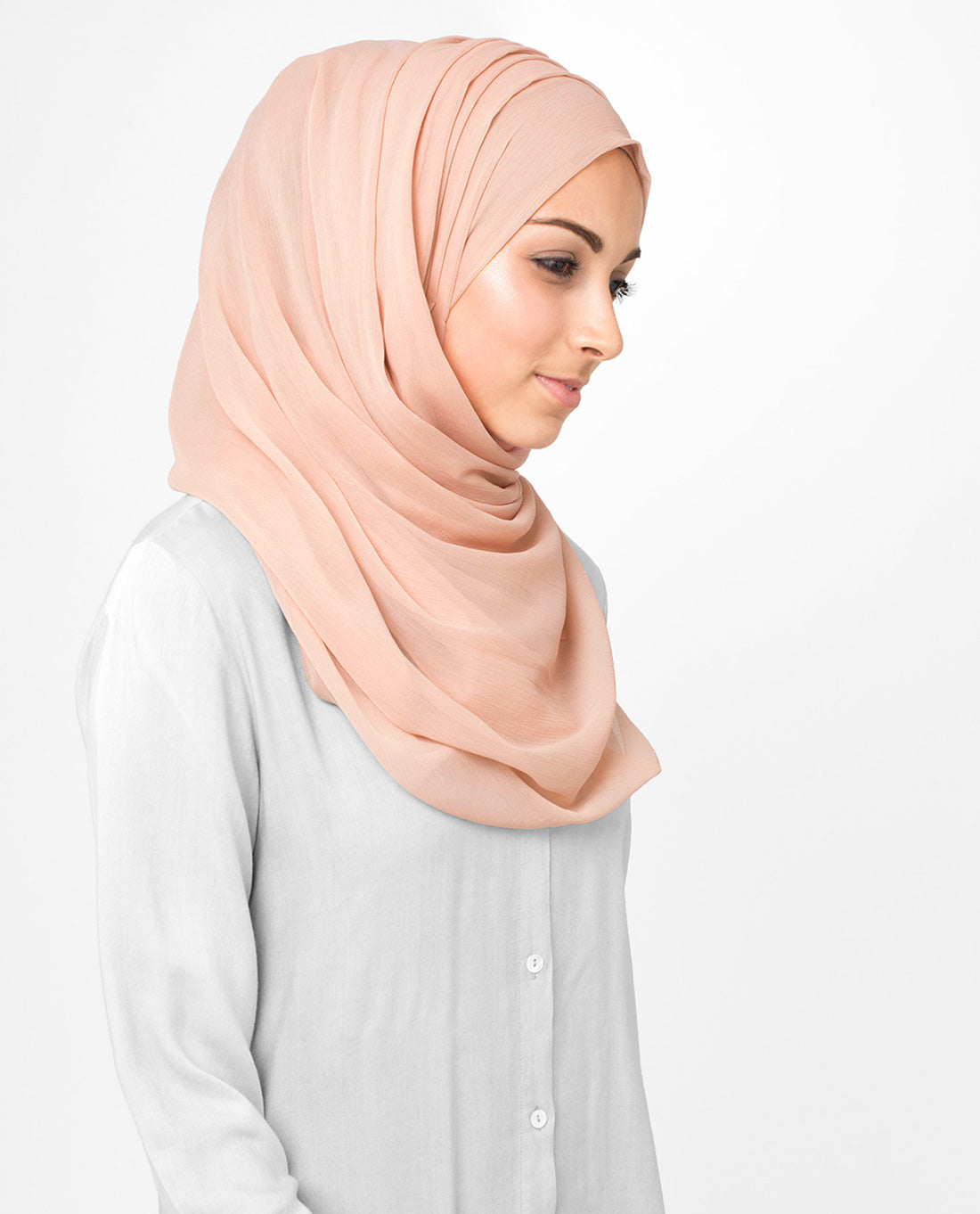 InEssence Poly Chiffon Scallop Shell Pink Scarf1
