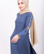 Sky Blue Embroidery Midi Dress