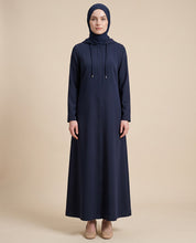 Navy Blue Sporty Hooded Abaya