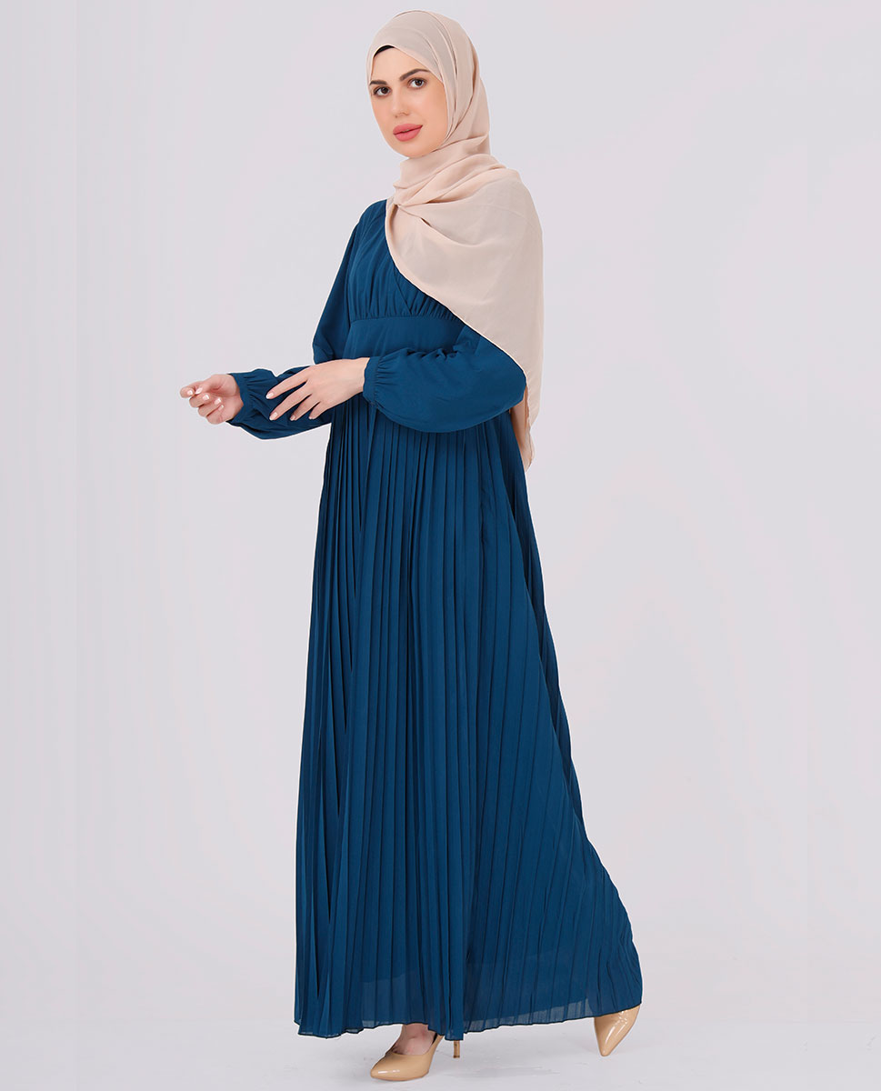 Teal Green Pleated Abaya