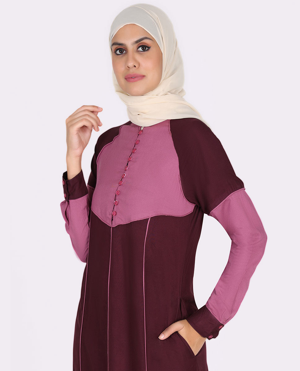 Peach And Maroon Feminine Touch Jilbab