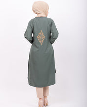Green & Gold Embroidery Midi