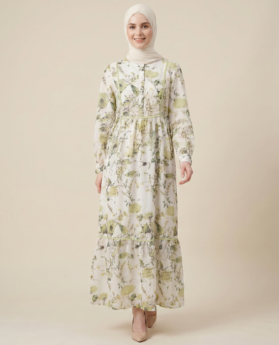 Chiffon Pastel Floral Abaya