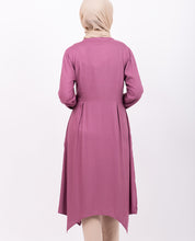 Pink Pleated High Low Shirt Dress