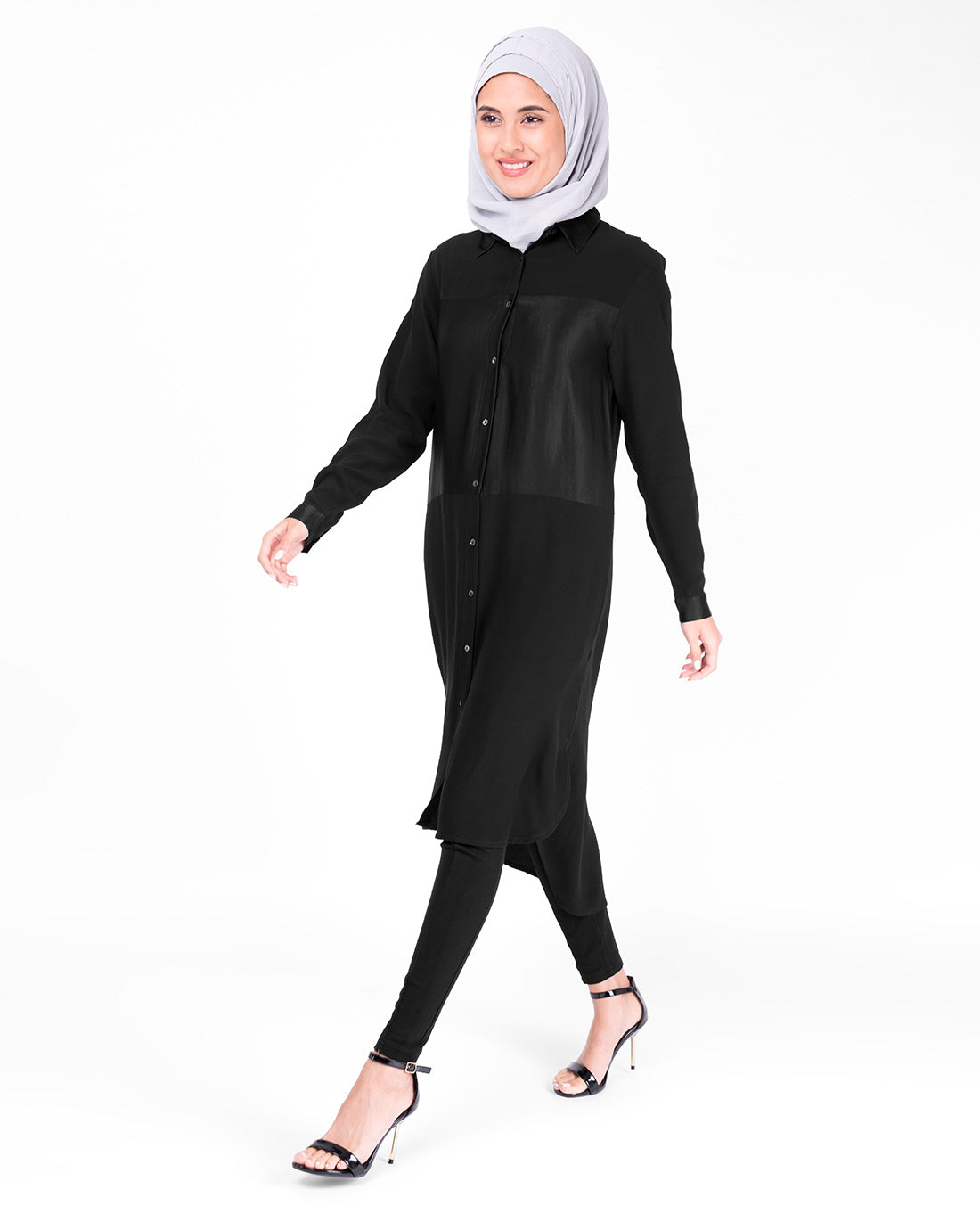 Sumo Satin Black Shirt Dress