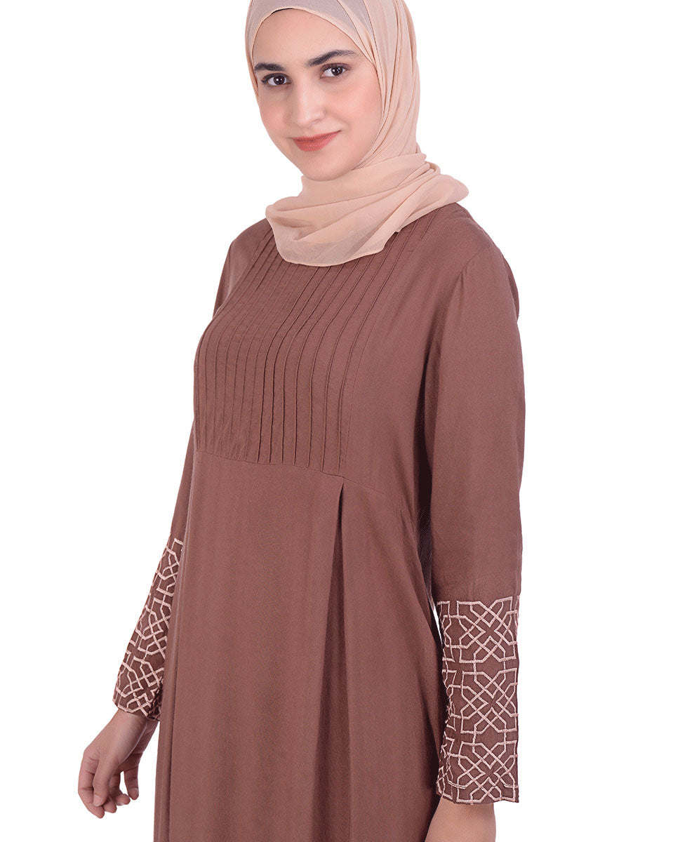 Brown With Front Pleats Midi