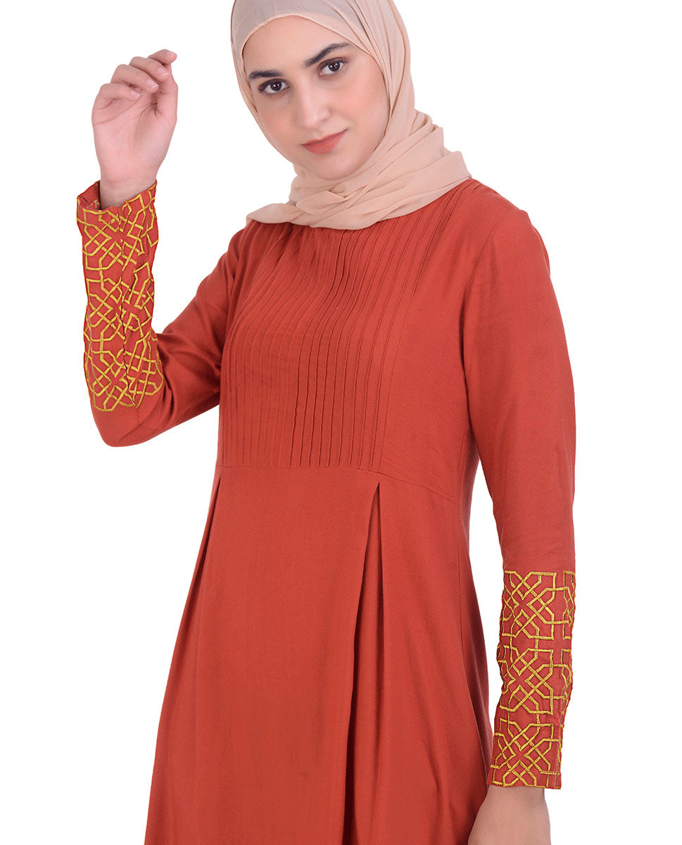 Chocolate With Front Pleats Midi