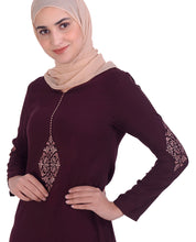 Maroon With Diamond Embroidery
