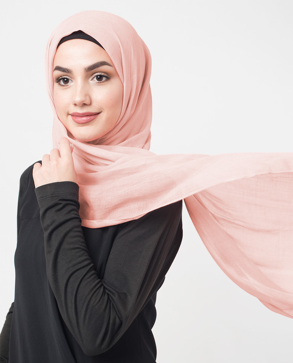 Pale Dogwood Pink Cotton Voile Scarf
