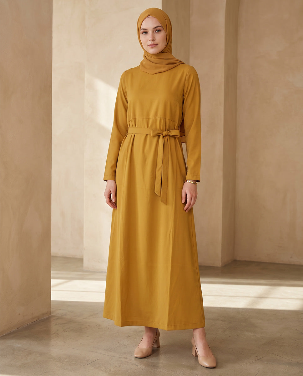 Classic Mustard Elegance Abaya