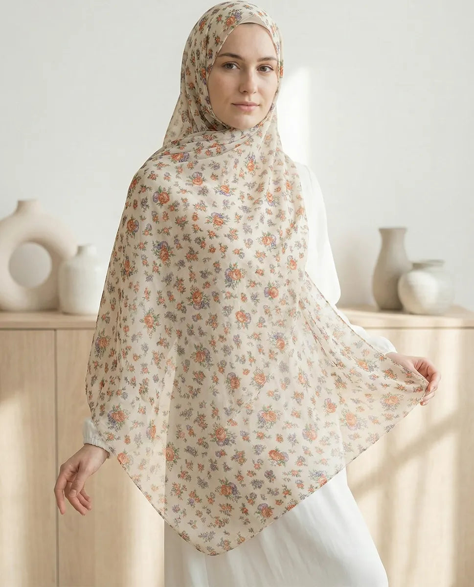 Ivory Bloom Printed Georgette