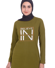 Olive Print Jersey T-Shirt Dress