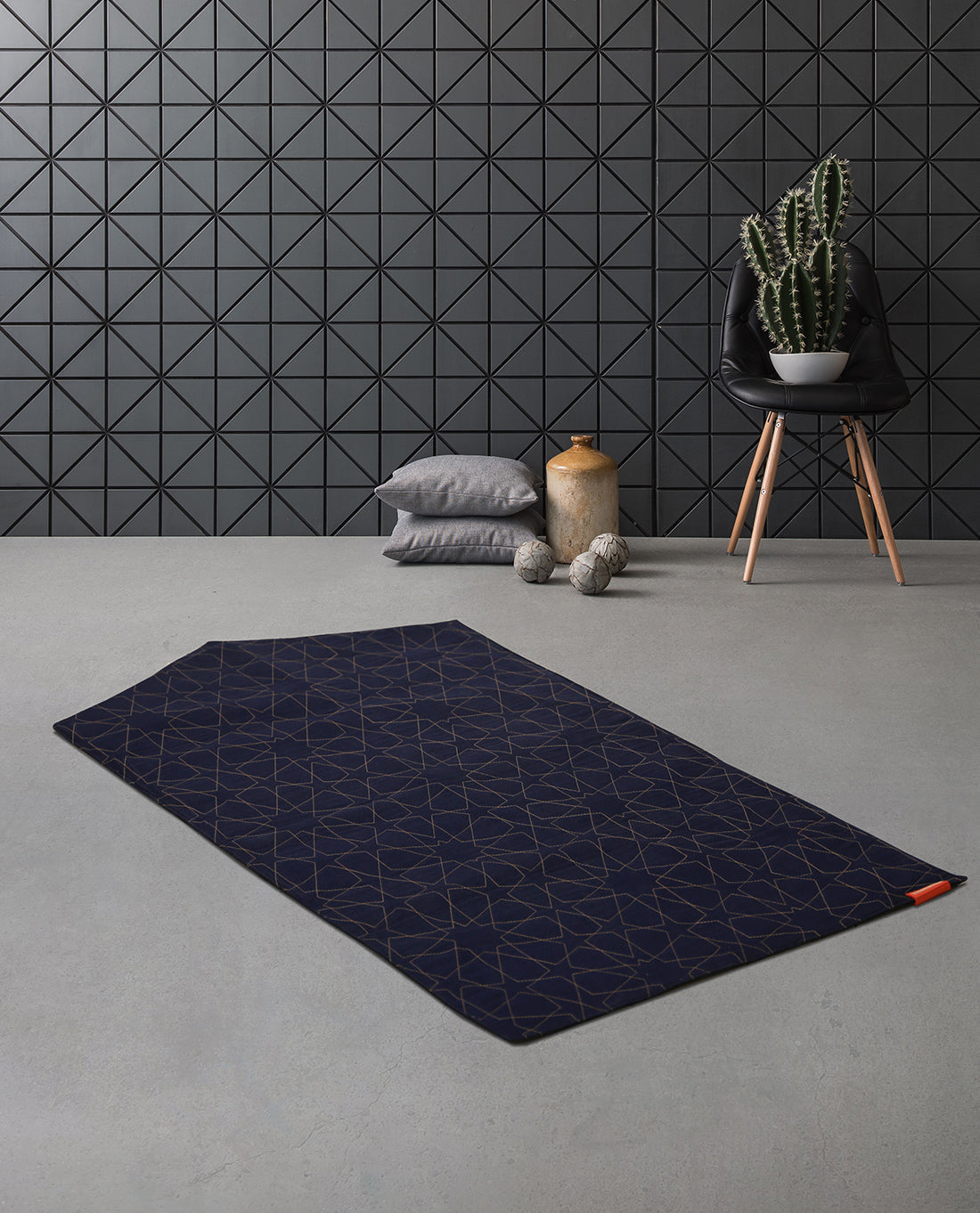 Geometric Denim Arch Shaped Prayer Mat Rug 2