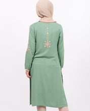 Green Embroidery Midi Dress