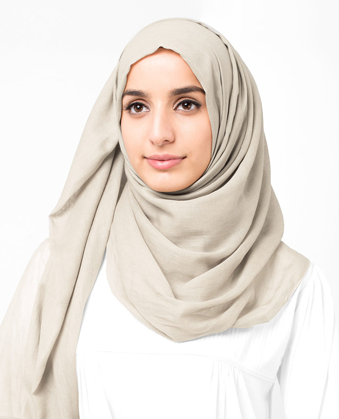Turtledove Beige Cotton Voile Scarf
