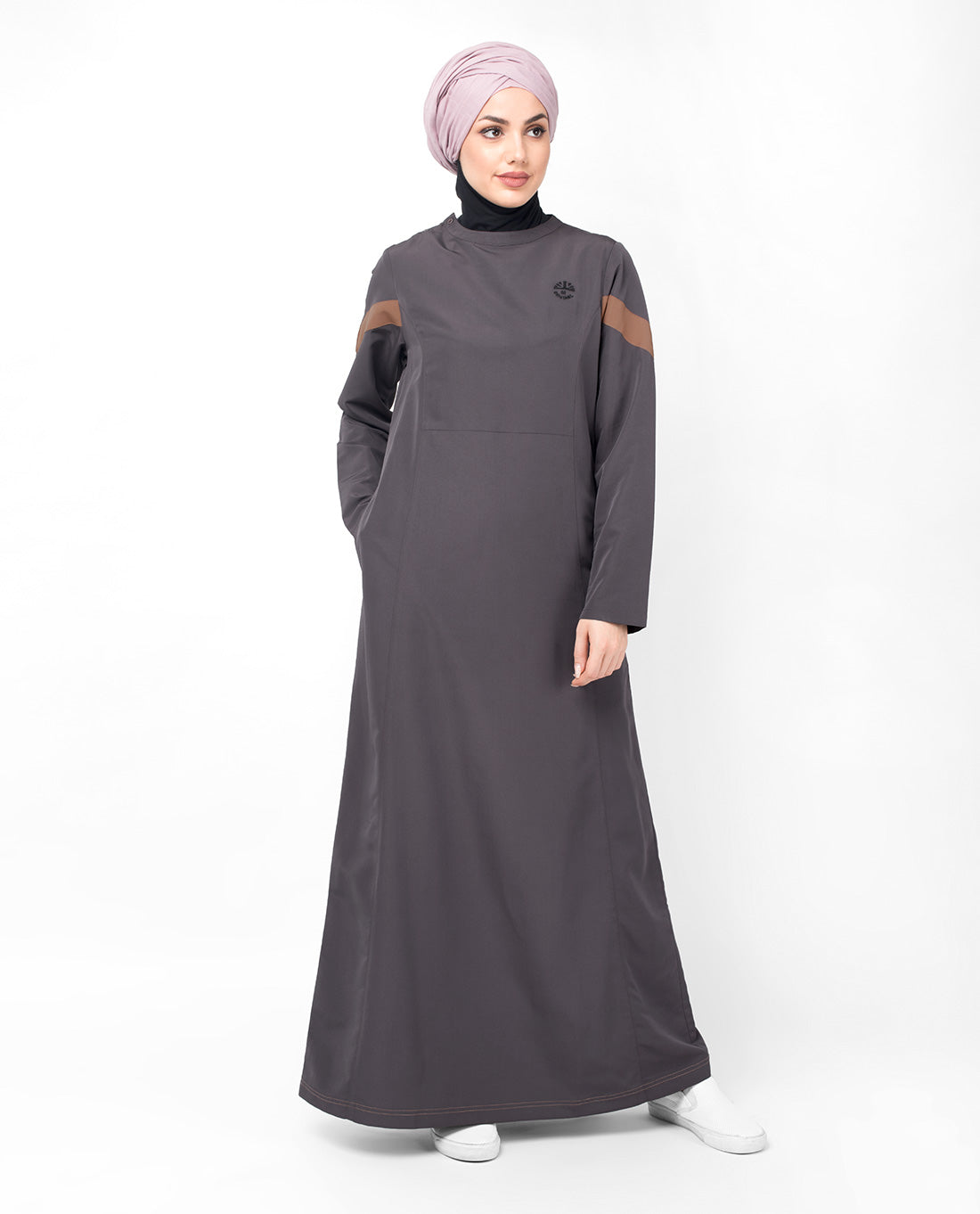 Shark Grey Diagonal Contrast Band Jilbab