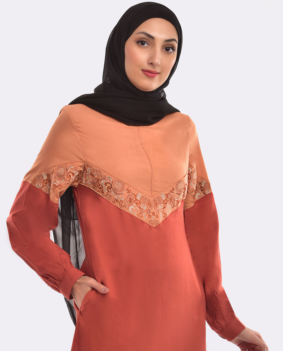 Rusty Hue Embroidered Jilbab