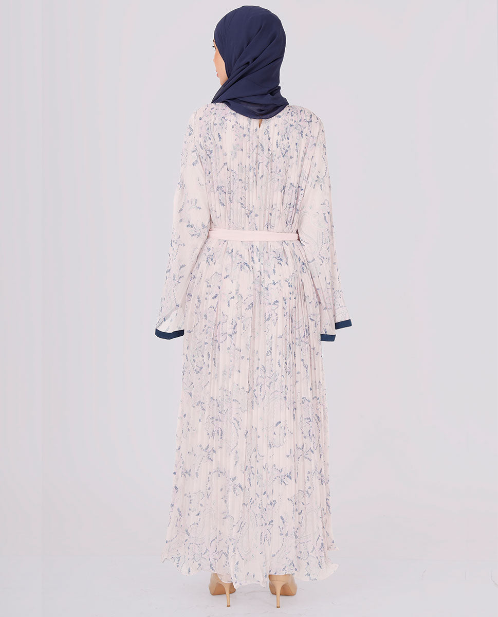 Flared Sleeves Pleated Maxi Dress