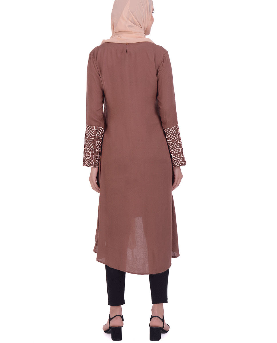 Brown With Front Pleats Midi