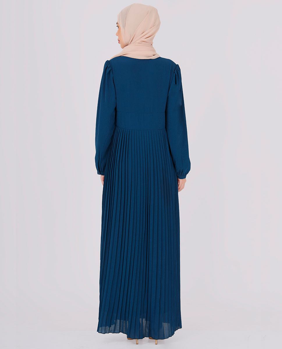 Teal Green Pleated Abaya