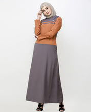 Rabbit Grey & Brown Shoulder Button Jilbab