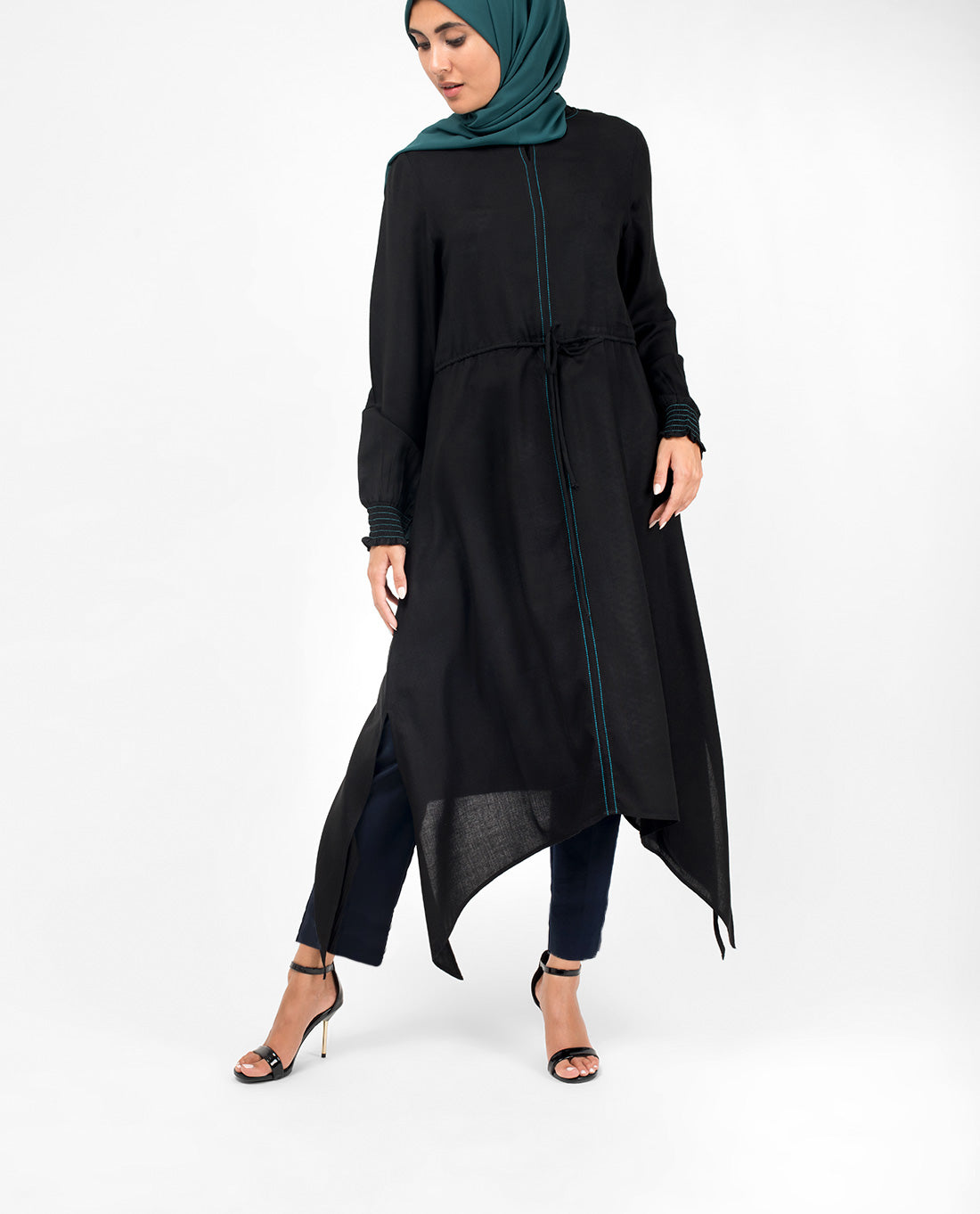 Black Handkerchief Midi Dress