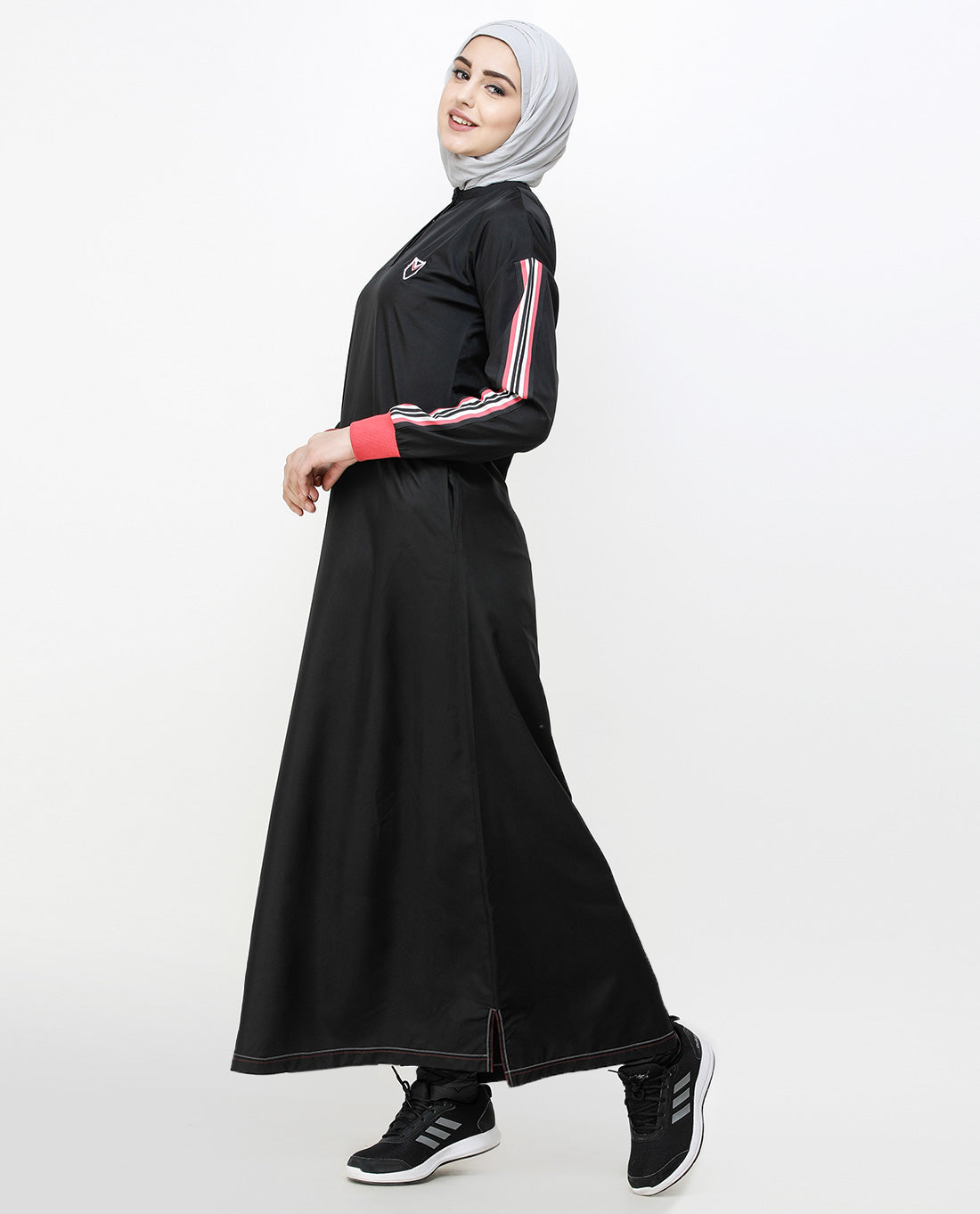 Midnight Black Striped Sleeve Jilbab
