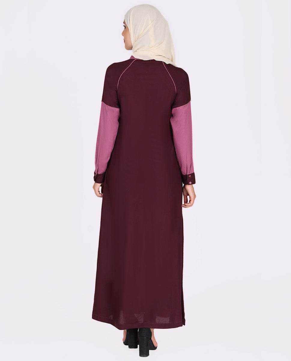 Peach And Maroon Feminine Touch Jilbab