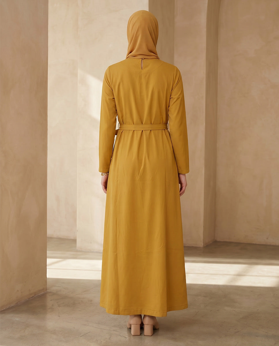 Classic Mustard Elegance Abaya