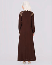 Coffee Brown Embroidered Abaya