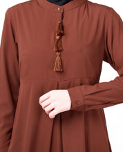 Rust Mandarin Collar High Low Midi Dress