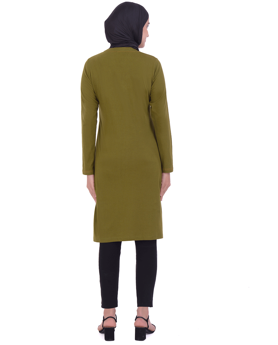 Olive Print Jersey T-Shirt Dress