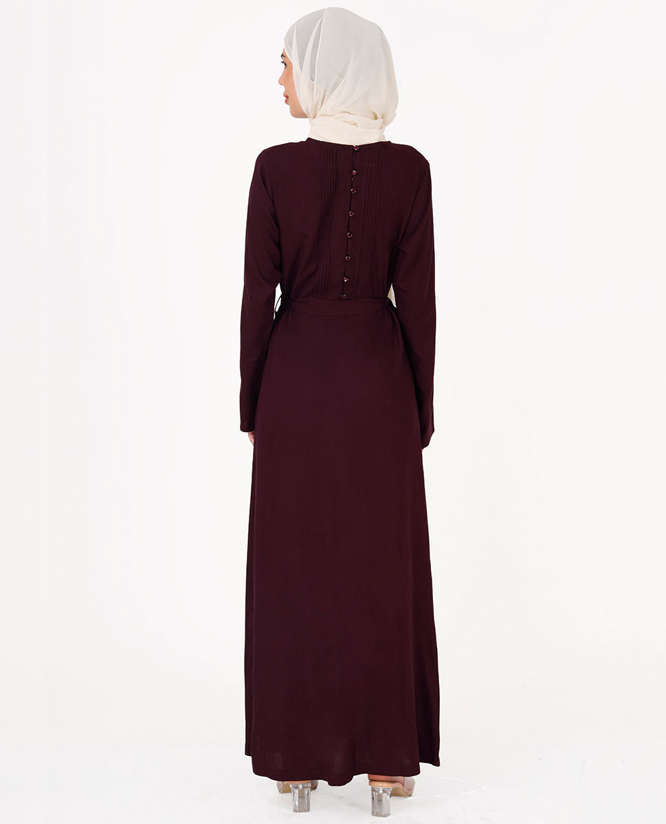 Ripe Plum Belted Rayon Abaya
